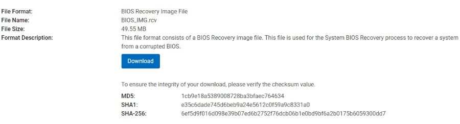 Archivo de imagen de recuperación del BIOS