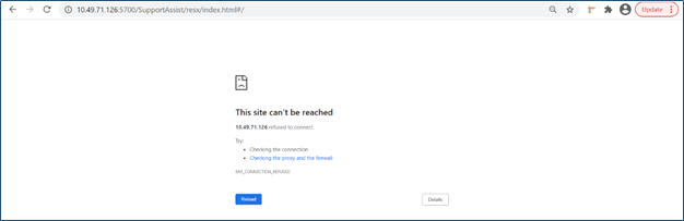 Screenshot showing SupportAssist Cannot be Reached