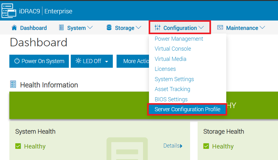 Painel de indicadores de configuração do iDRAC9