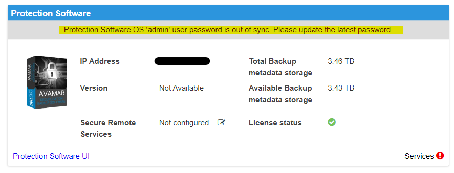 ACM UI password out of sync error