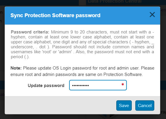 ACM UI prompt for password update