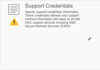 Schermata dell'errore delle credenziali di supporto