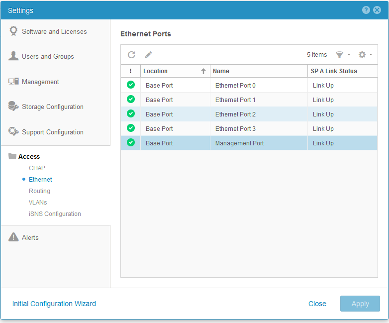 > Åtkomst till > Ethernet-inställningar för användargränssnittsinställningar >