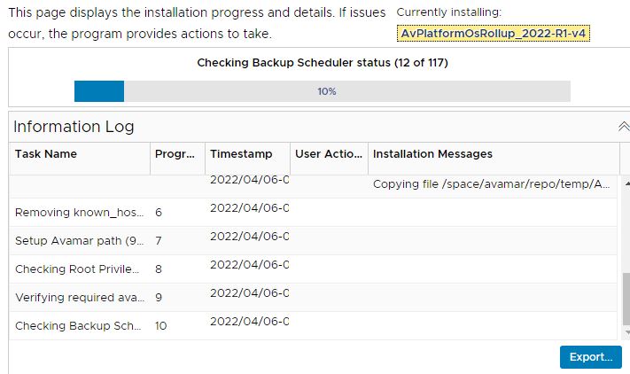 Progreso de la instalación