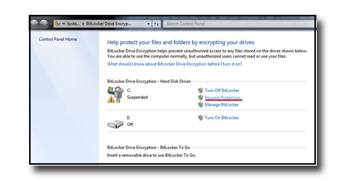 BitLocker hervatten