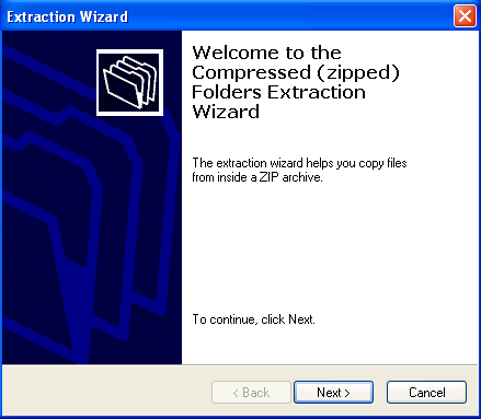Haga clic en Next en Extraction Wizard