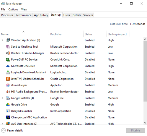 MSCONFIG-Registerkarte „Task Manager – Start“