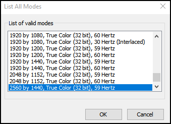 Liste des résolutions vidéo Windows