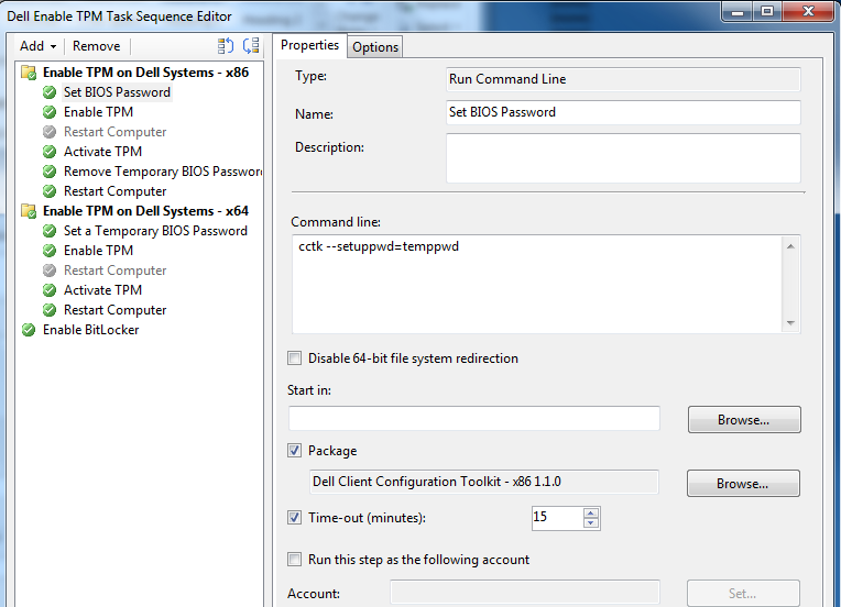 Dell Enable TPM Task Sequence Editor