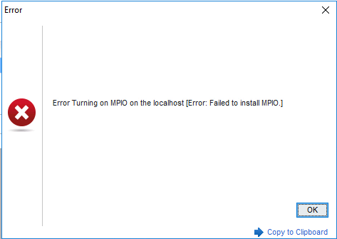 Localhost'ta MPIO açılırken hata oluştu