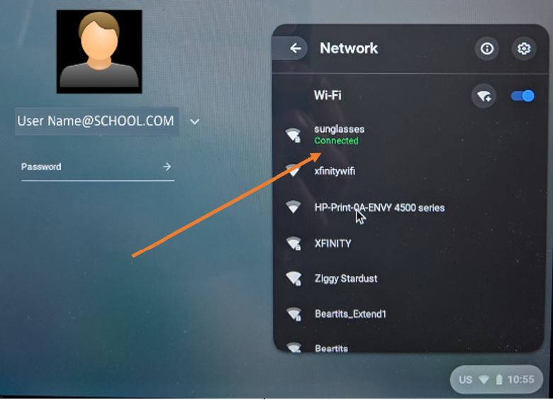 ChromeOS-nätverksmeny