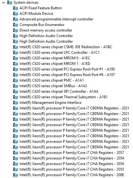 Intel Chipset Device Software Driver System devices after installation