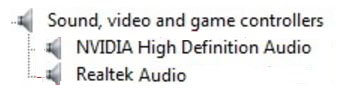 Realtek High Definition Audio Driver Sound, video and game controllers after installation
