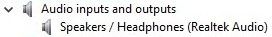 Realtek High Definition Audio Driver Audio inputs and outputs after installation