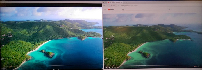 Locally Played HDR Content Versus Live Streaming the Same Content Over Broadband Example 1