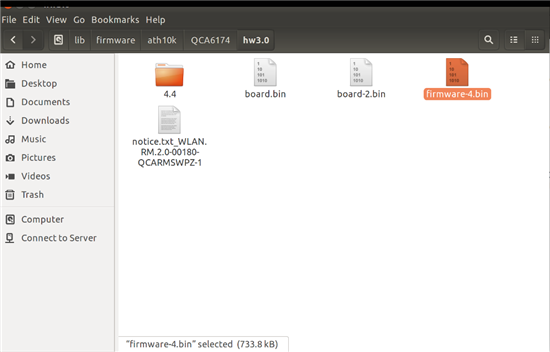 Složka Ubuntu /lib/firmware/ath10k/QCA6174/HW3.0