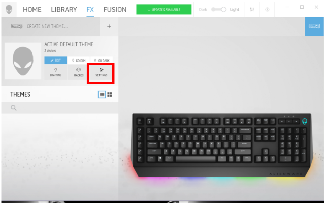Figura 2 Alienware Command Center: Editar los ajustes del teclado