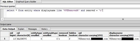 select * from entity where displayname like '%<HostName>%'을 입력합니다.