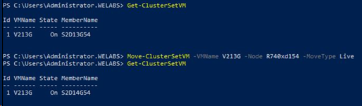 Kommandot Powershell get-cluster-setvm