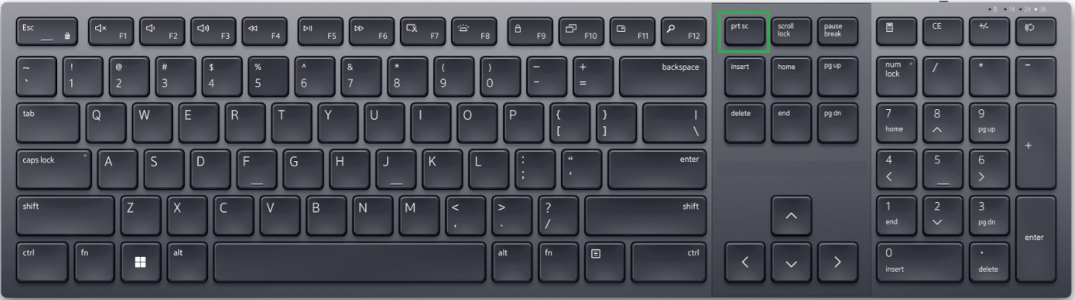 Voorbeeld van een Print Screen-toets op het desktoptoetsenbord