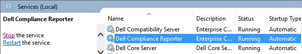 Example service started in the Services UI