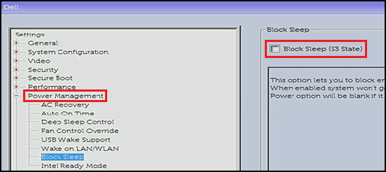 Block Sleep (estado S3) en el BIOS