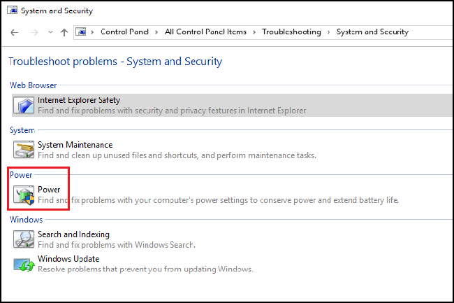 Système et sécurité&nbsp;Windows