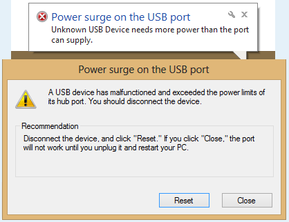 USB-portin virtapiikkivirhe