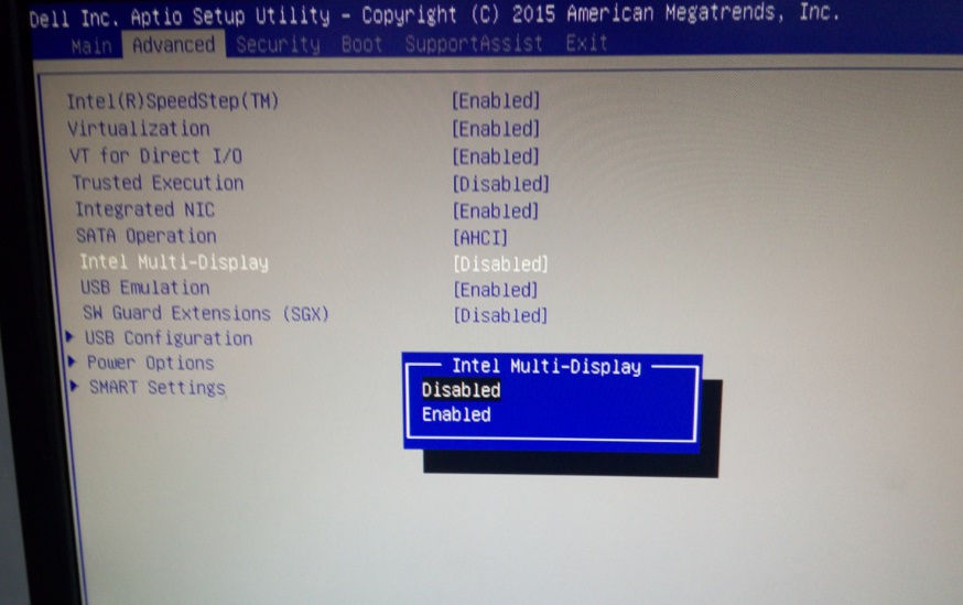 Поддержка нескольких дисплеев Intel в BIOS