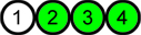 2, 3 a 4 svítí