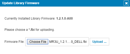 Upload Library Box to select firmware file