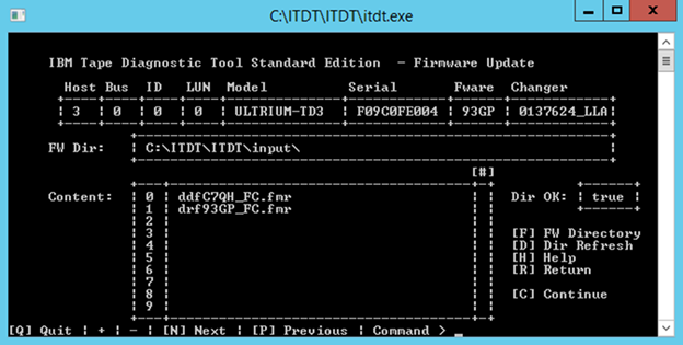 ITDT-SE Firmware file selection