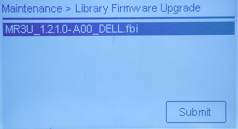 Front Panel display showing firmware upgrade option