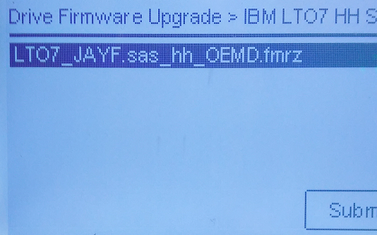 Drive firmware display showing firmware file to upgrade