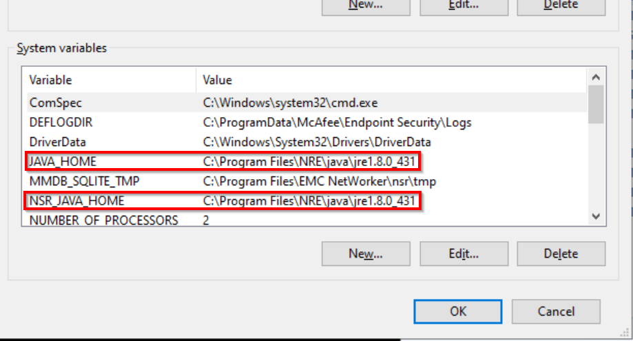 Environment variables