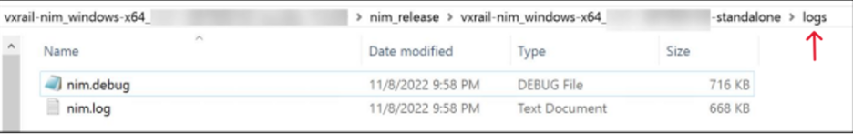 Screenshot of logs
