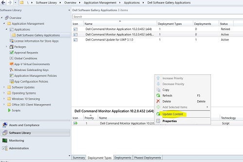 Selezionare la scheda Deployment Types