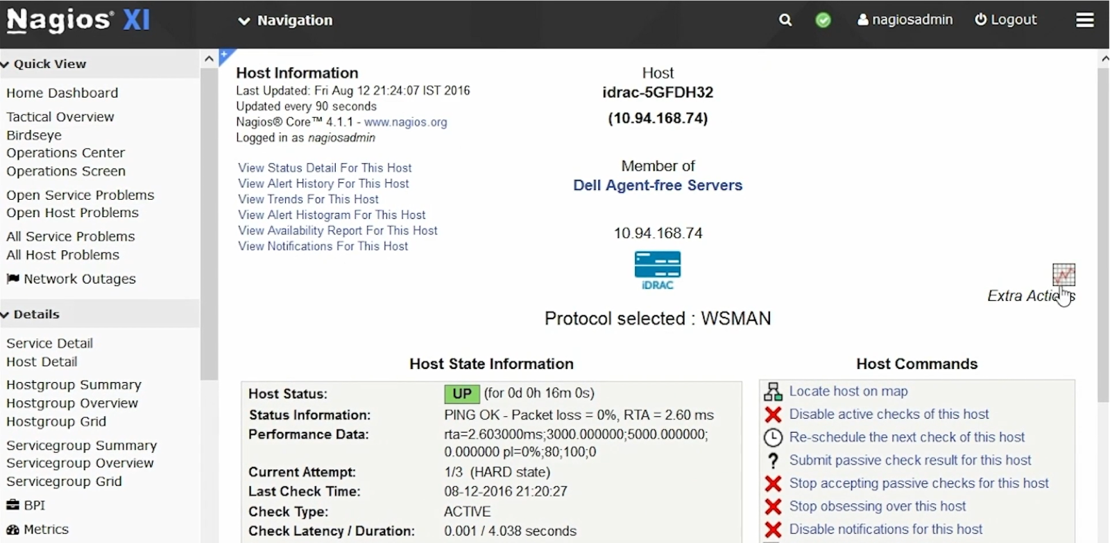 Nagios Core 適用的 Dell EMC OpenManage 附掛程式