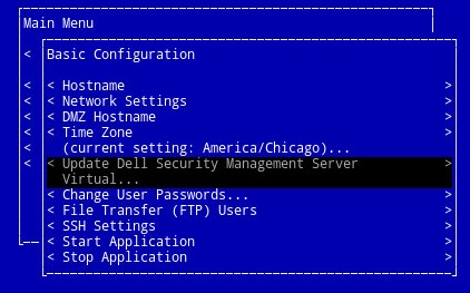 Option Mettre à jour Dell Security Management Server Virtual