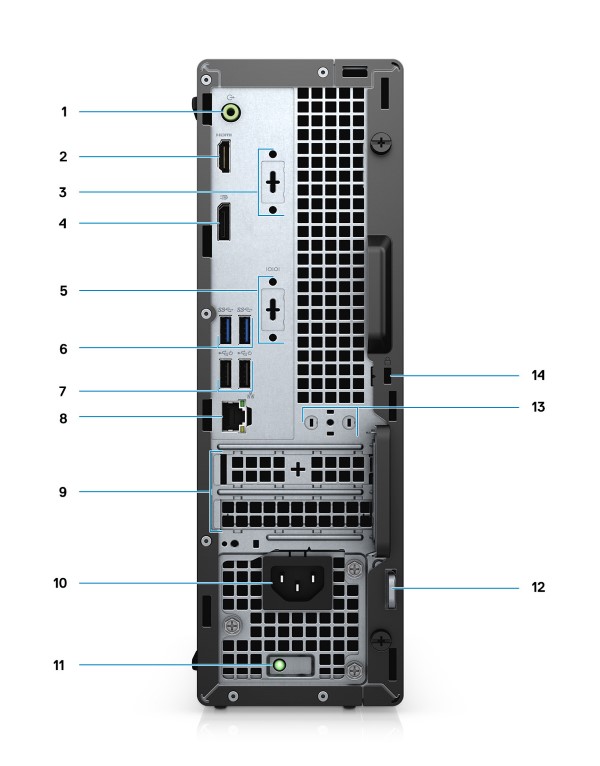 Optiplex 3080 SFF Vista posteriore