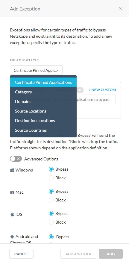 确保选择了Certificate Pinned Application(证书锁定应用程序)