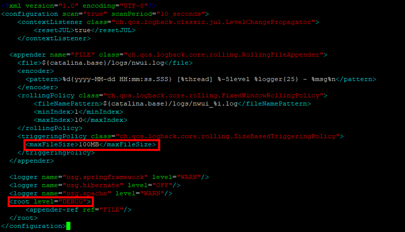 NWUI Debug settings