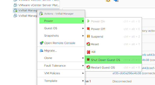 Screenshot of power off options