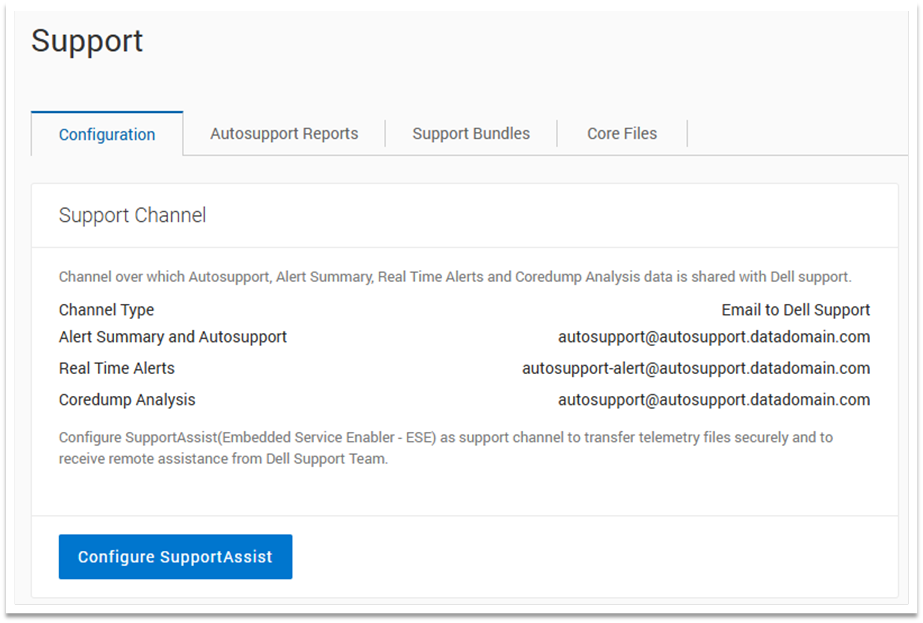 SupportAssist構成タブ