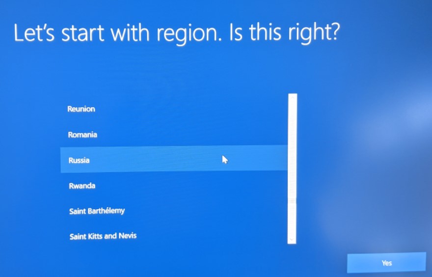 Selección de región