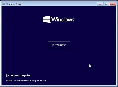 Figura 8. Pantalla Install Now de la configuración de Windows&nbsp;10