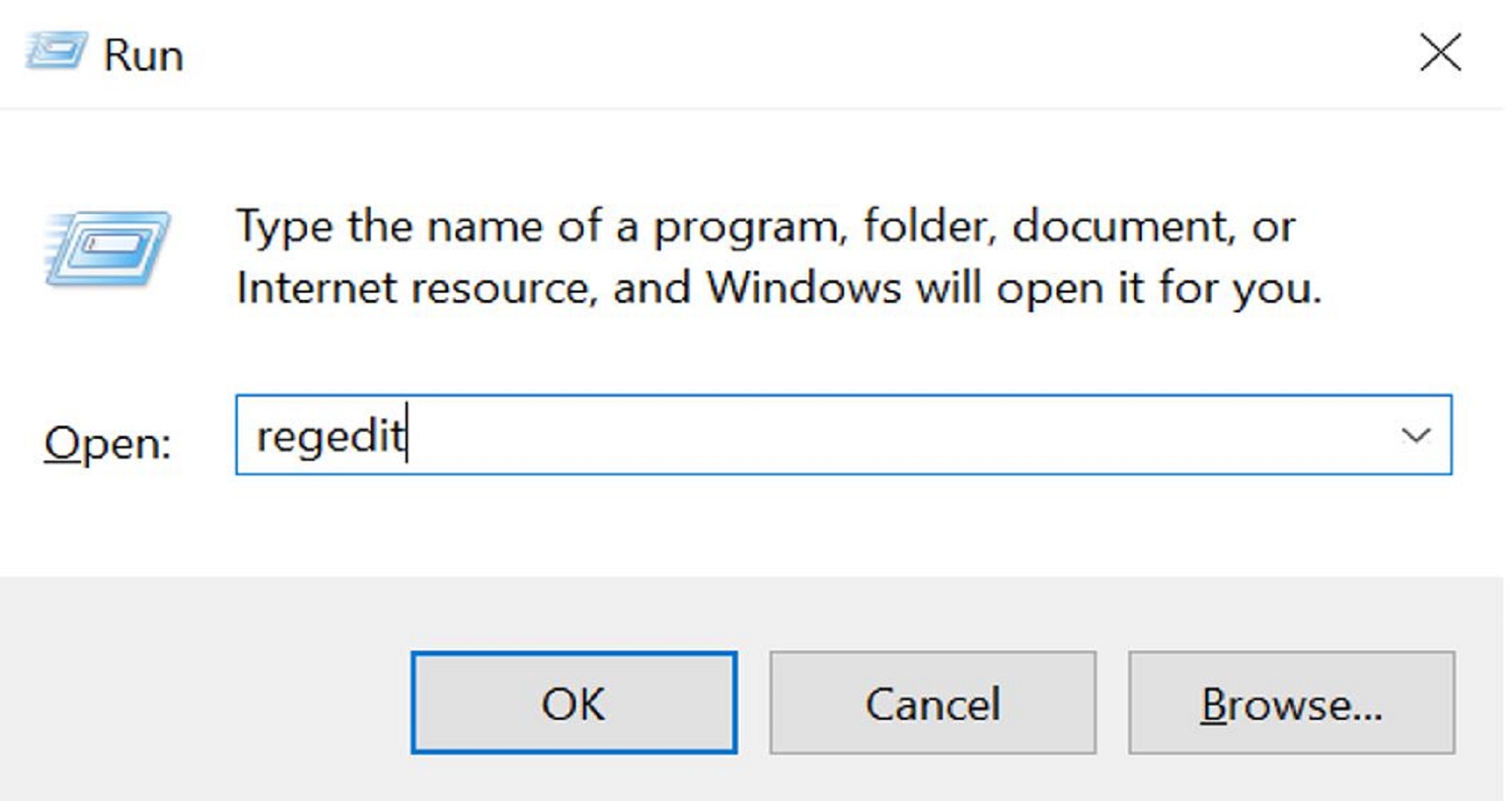 Run regedit