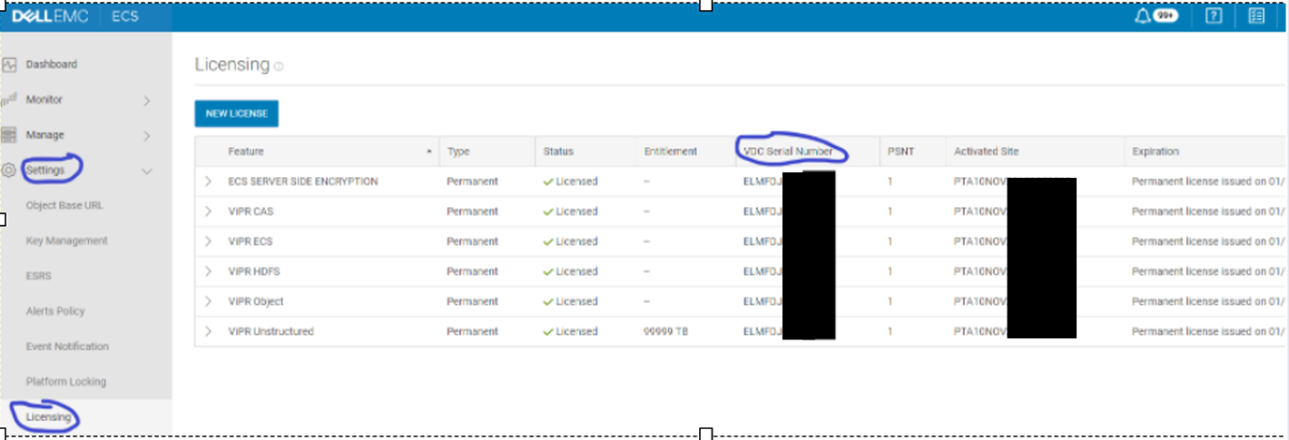 Interface utilisateur Web de gestion ECS