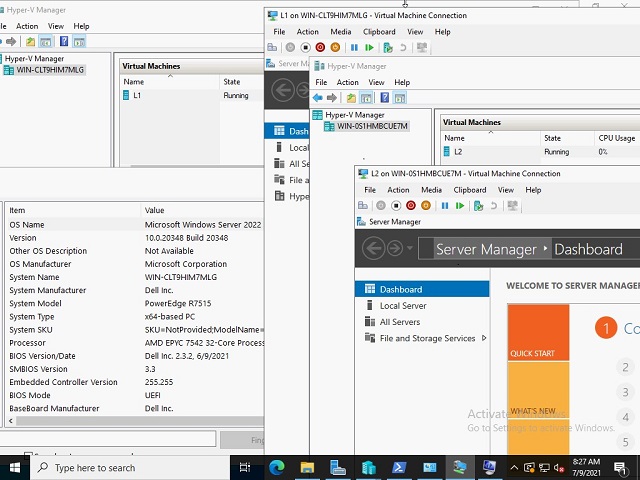 Wirtualizacja zagnieżdżona w systemie Microsoft Windows Server 2022
