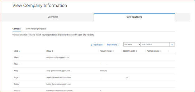 View Contacts 页面